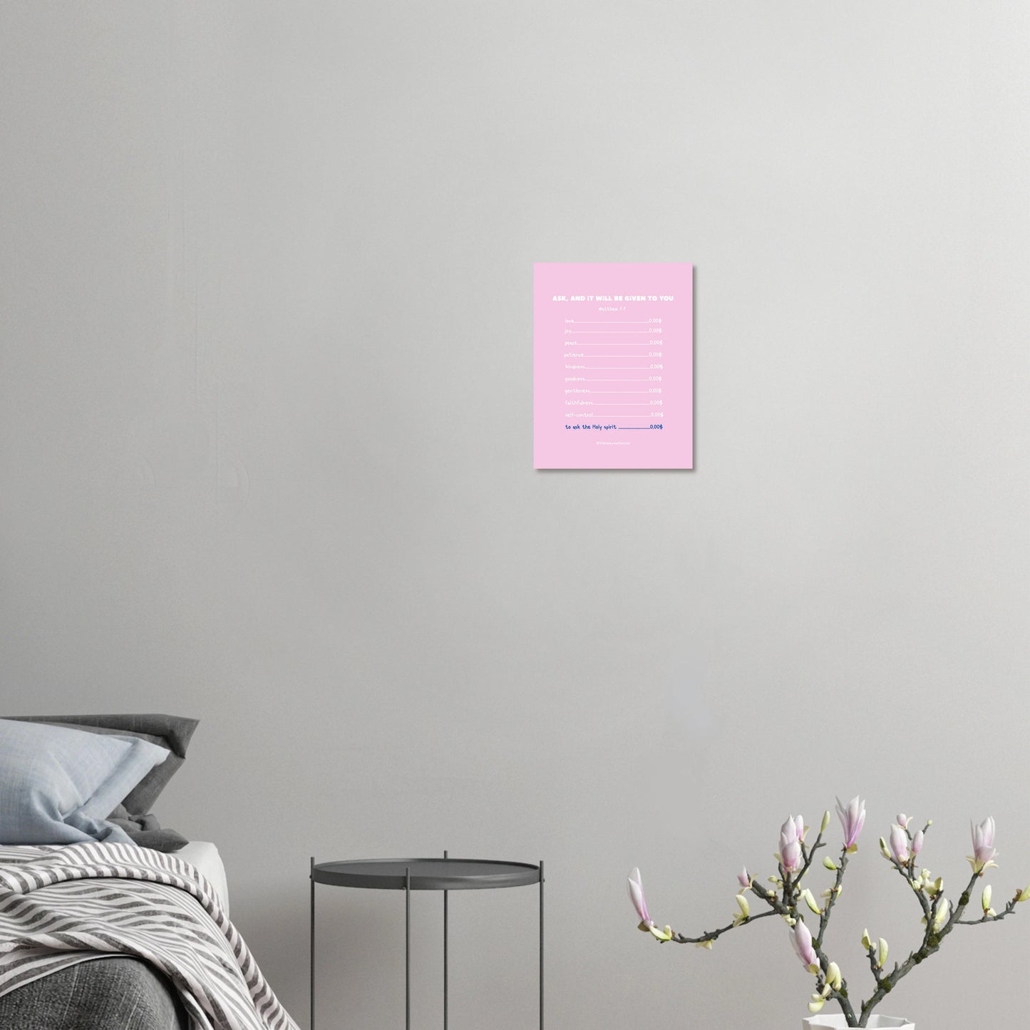 'Ask and it will be given to you' - Christliches Poster Rosa