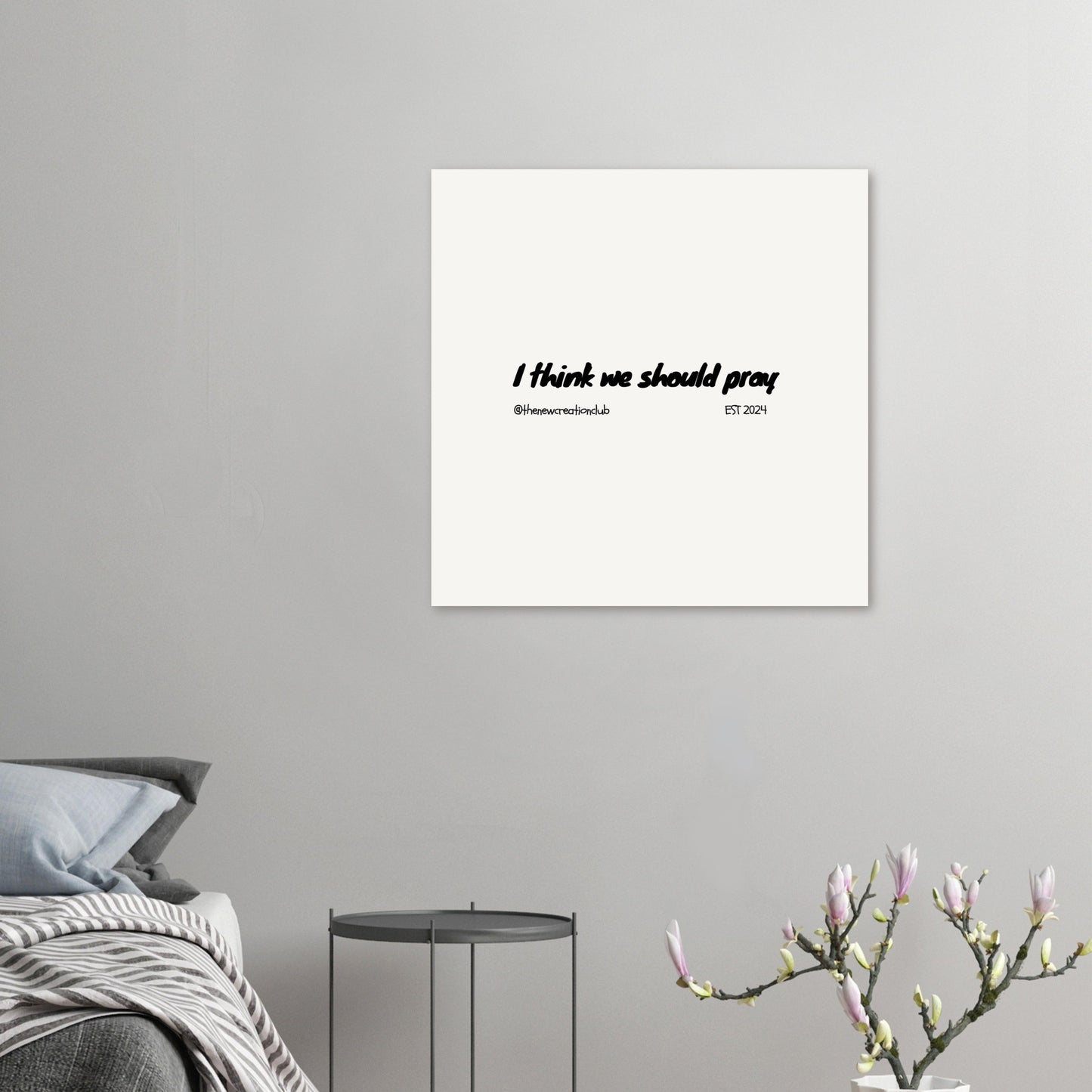 Christian poster with prayer call – minimalist in black and white