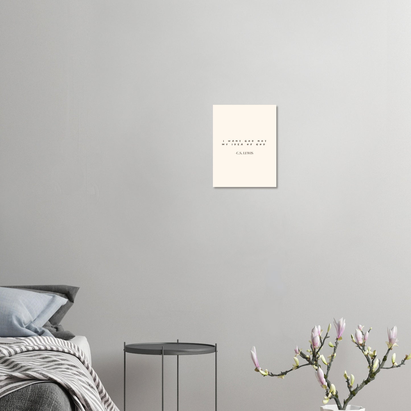 Christliches Poster 'I want God not my Idea of God' – Modern Beige und Schwarz von C.S. Lewis