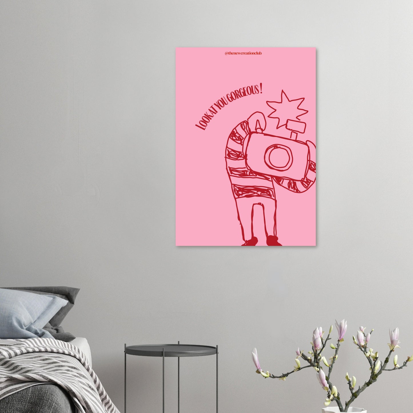 Inspirational Poster 'Look at You Gorgeous' – Modern Pink & Red Design
