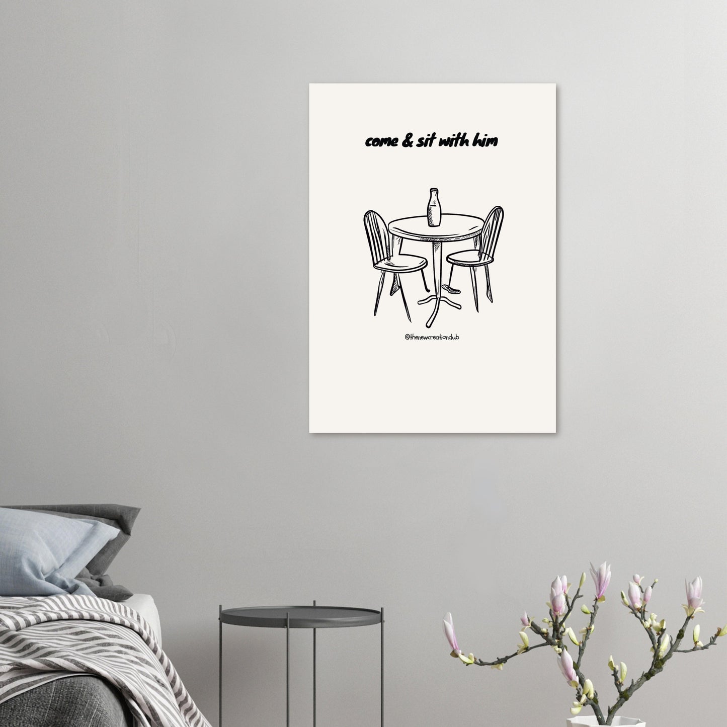Modern Christian Poster: 'Come and Sit with Him' - Inspirational Wall Art