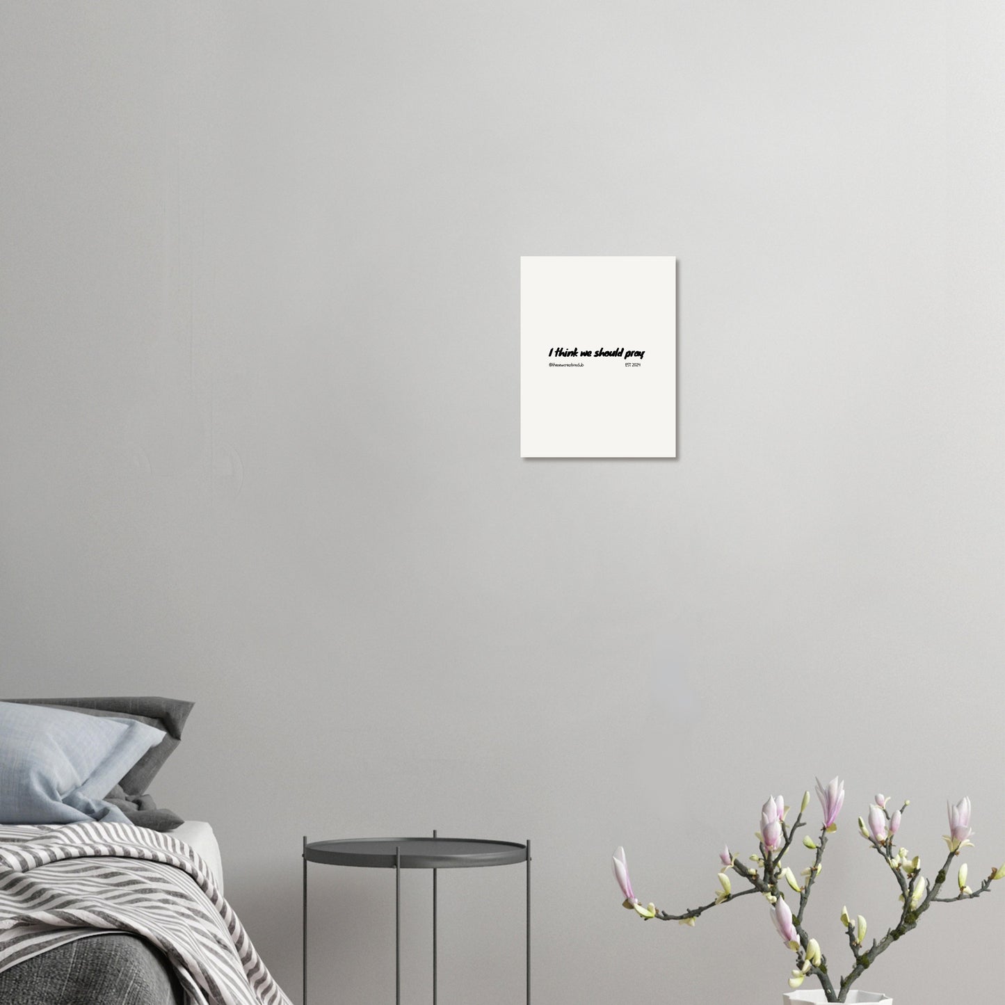 Christian poster with prayer call – minimalist in black and white