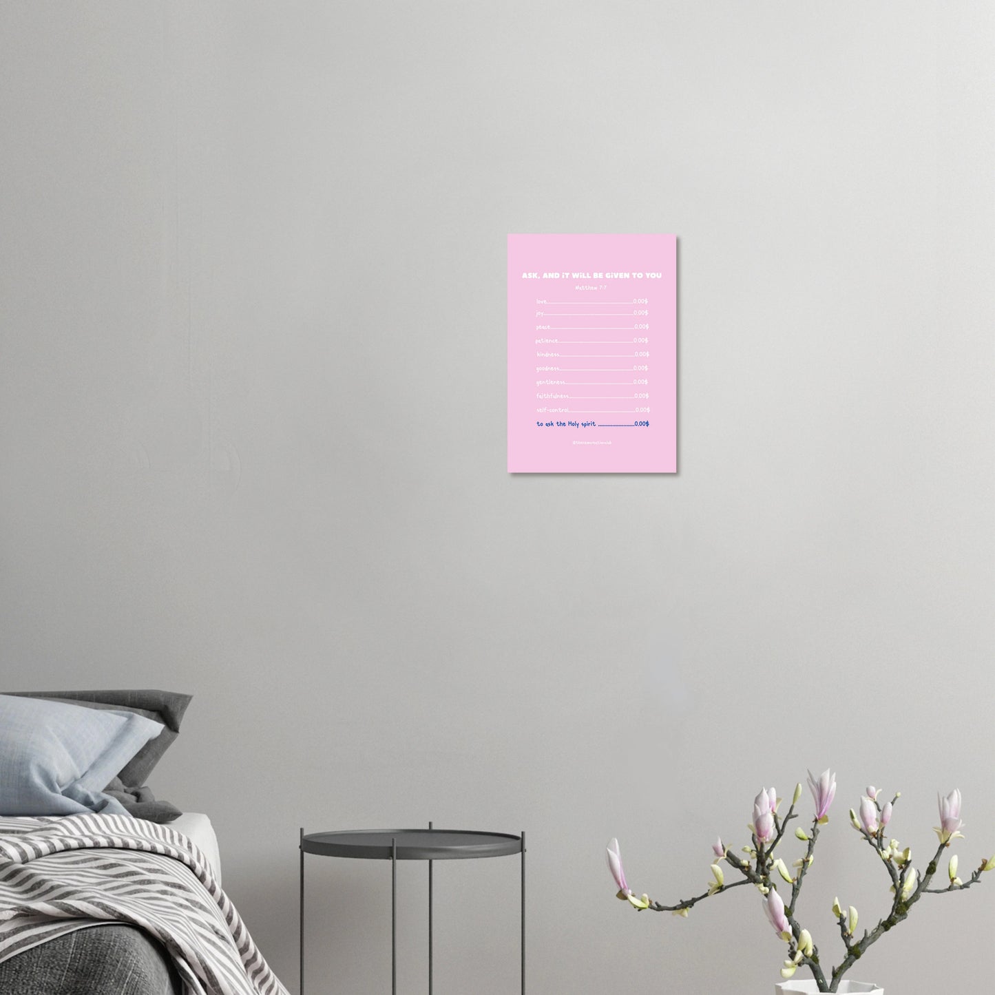 'Ask and it will be given to you' - Christliches Poster Rosa