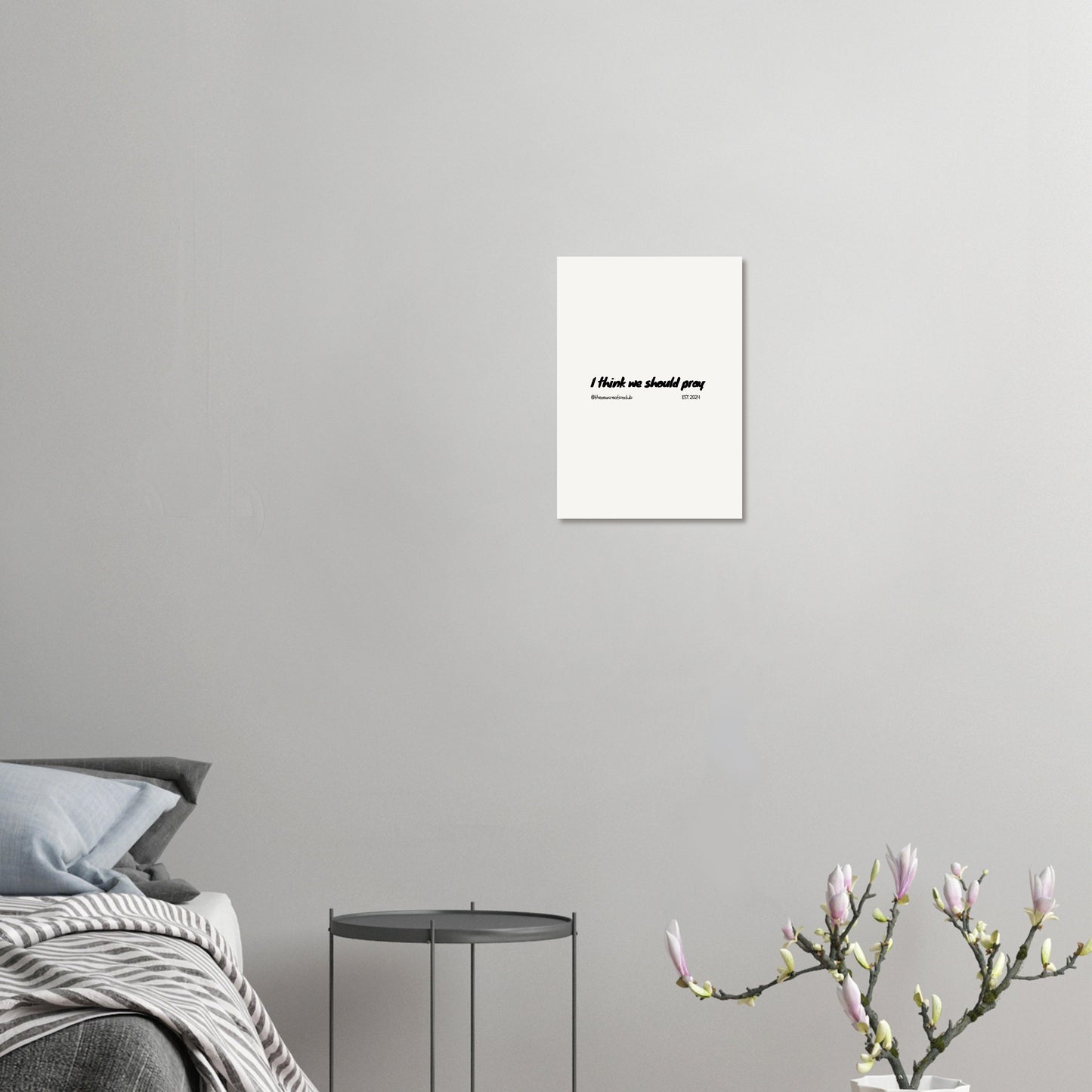 Christian poster with prayer call – minimalist in black and white