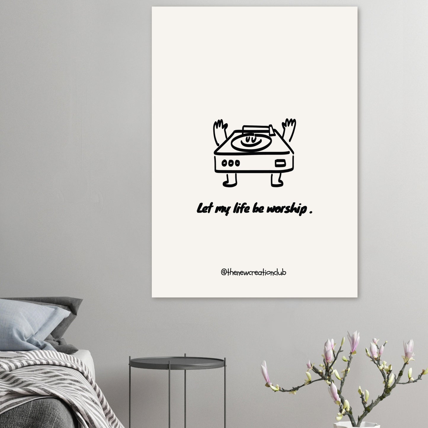 Inspirierendes Christliches Poster – 'Let My Life Be Worship' – Modernes Schwarz-Weiß Design