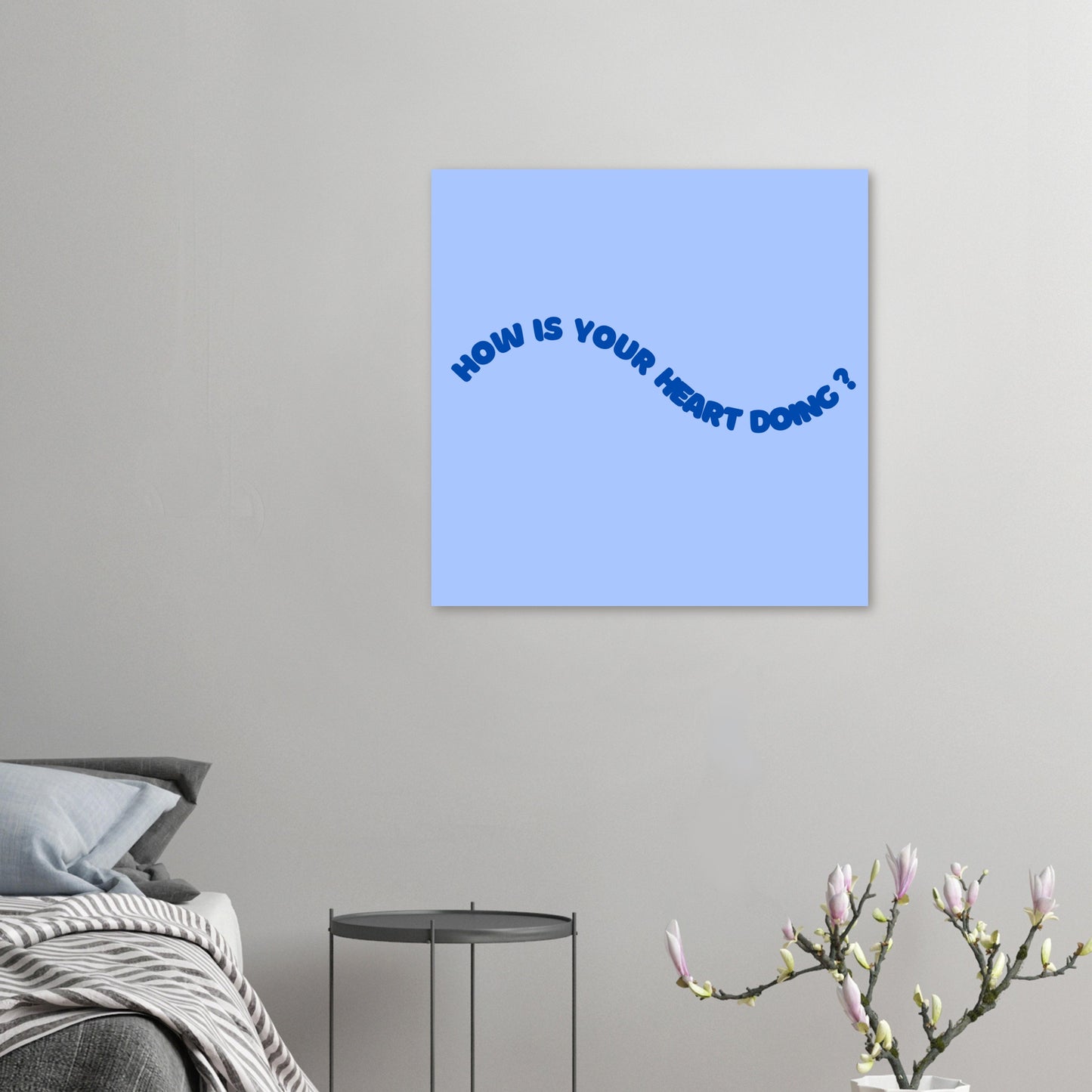 Ein Christliches Poster – How is Your Heart Doing? Modernes Design in Lila und Blau