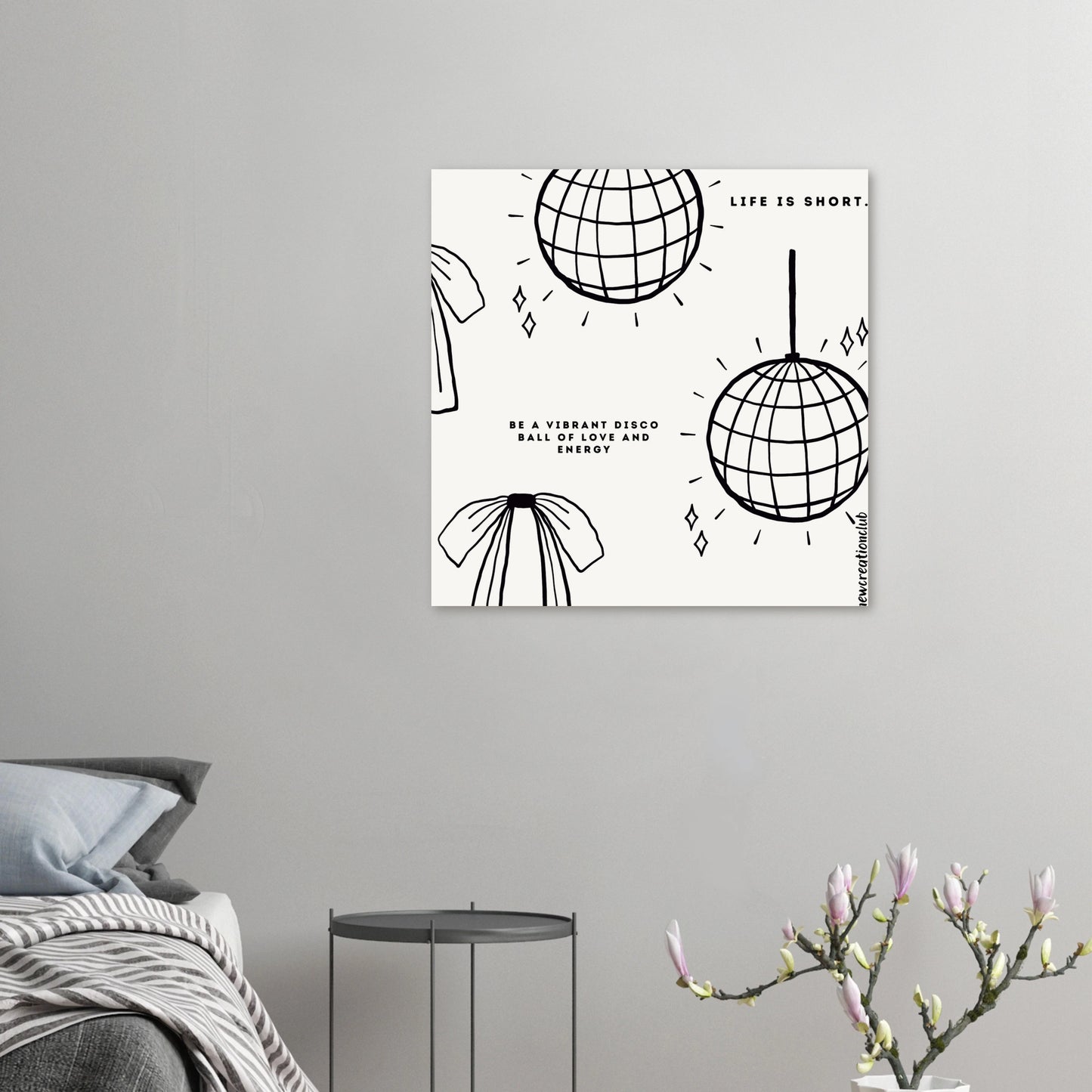 Inspirational Christian Poster – 'Life is Too Short' Vibrant Disco Ball Design