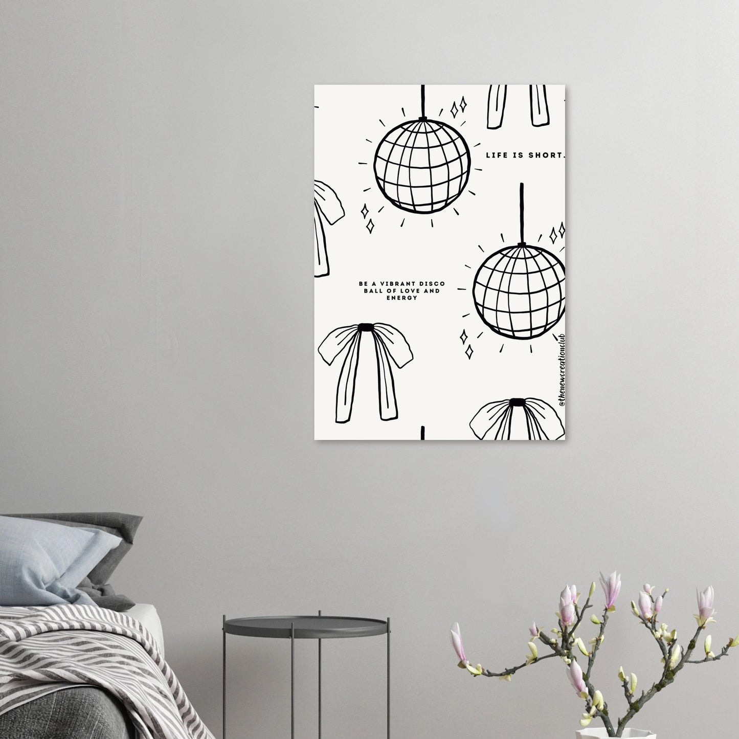 Inspirational Christian Poster – 'Life is Too Short' Vibrant Disco Ball Design
