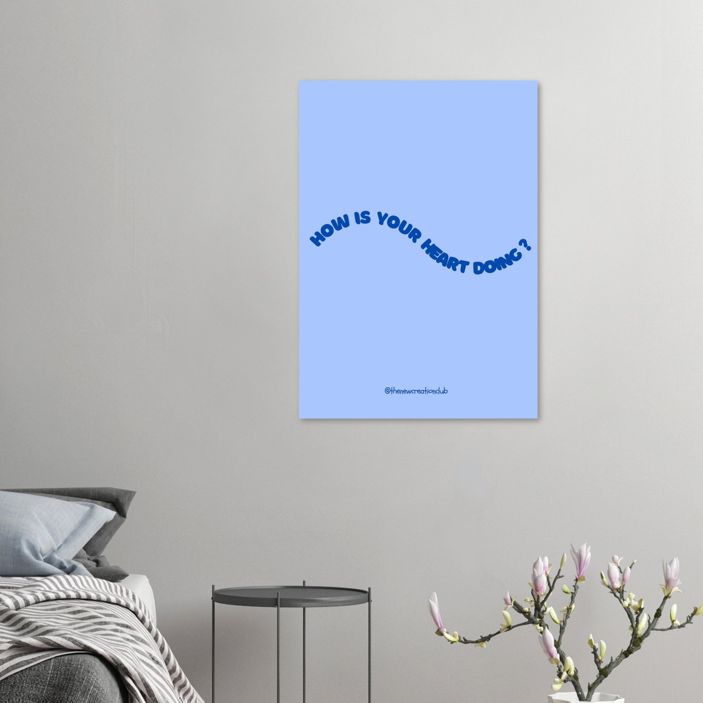 Ein Christliches Poster – How is Your Heart Doing? Modernes Design in Lila und Blau