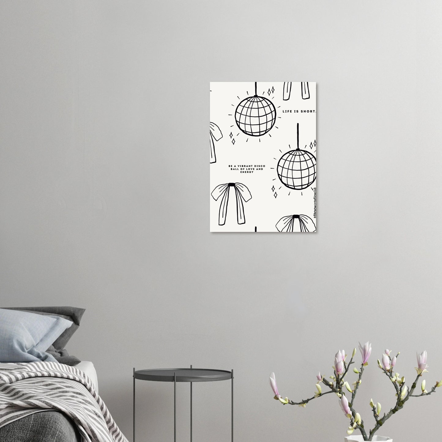 Inspirational Christian Poster – 'Life is Too Short' Vibrant Disco Ball Design