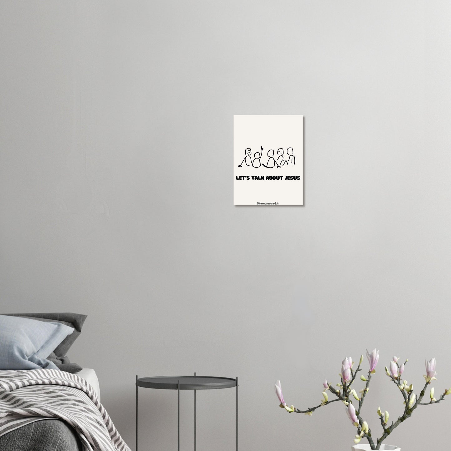 Christian Poster 'Let's Talk About Jesus' – Modern Minimalist Design in Black and White