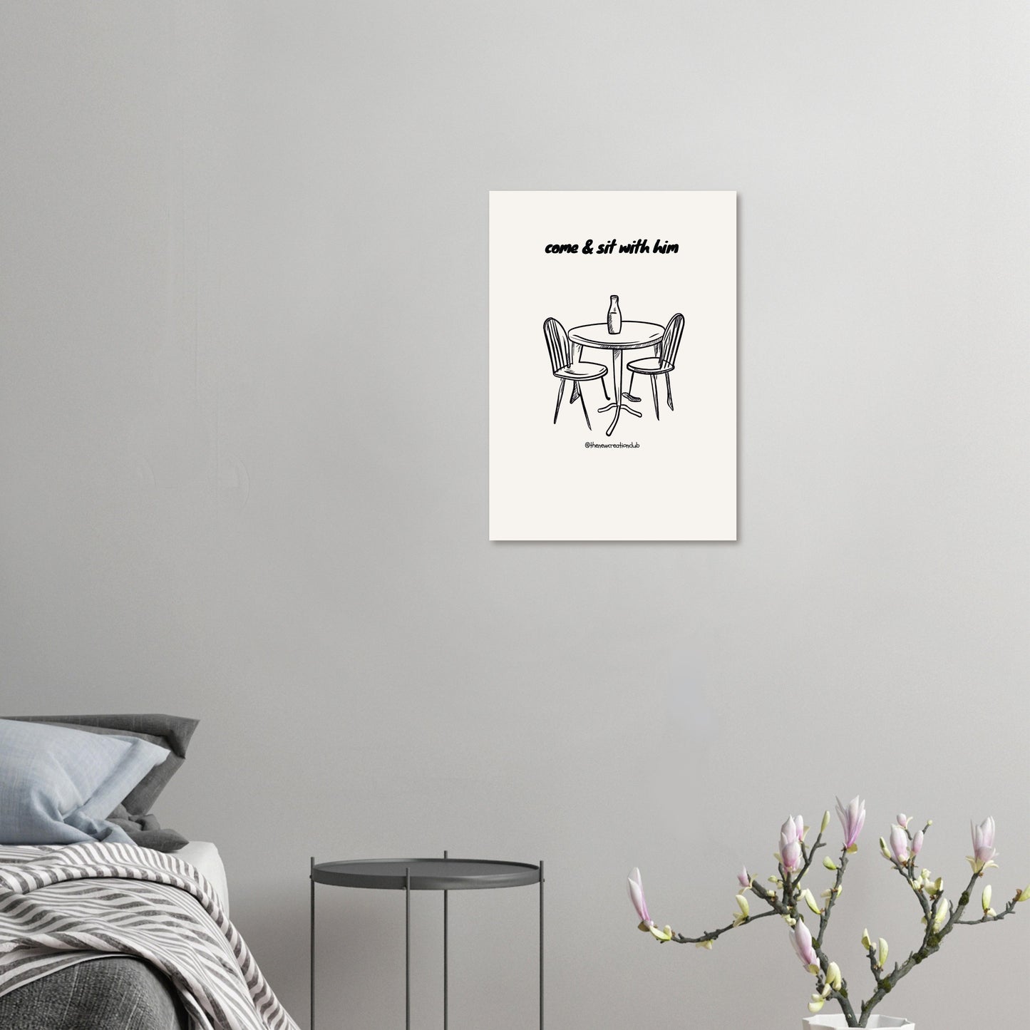 Modern Christian Poster: 'Come and Sit with Him' - Inspirational Wall Art