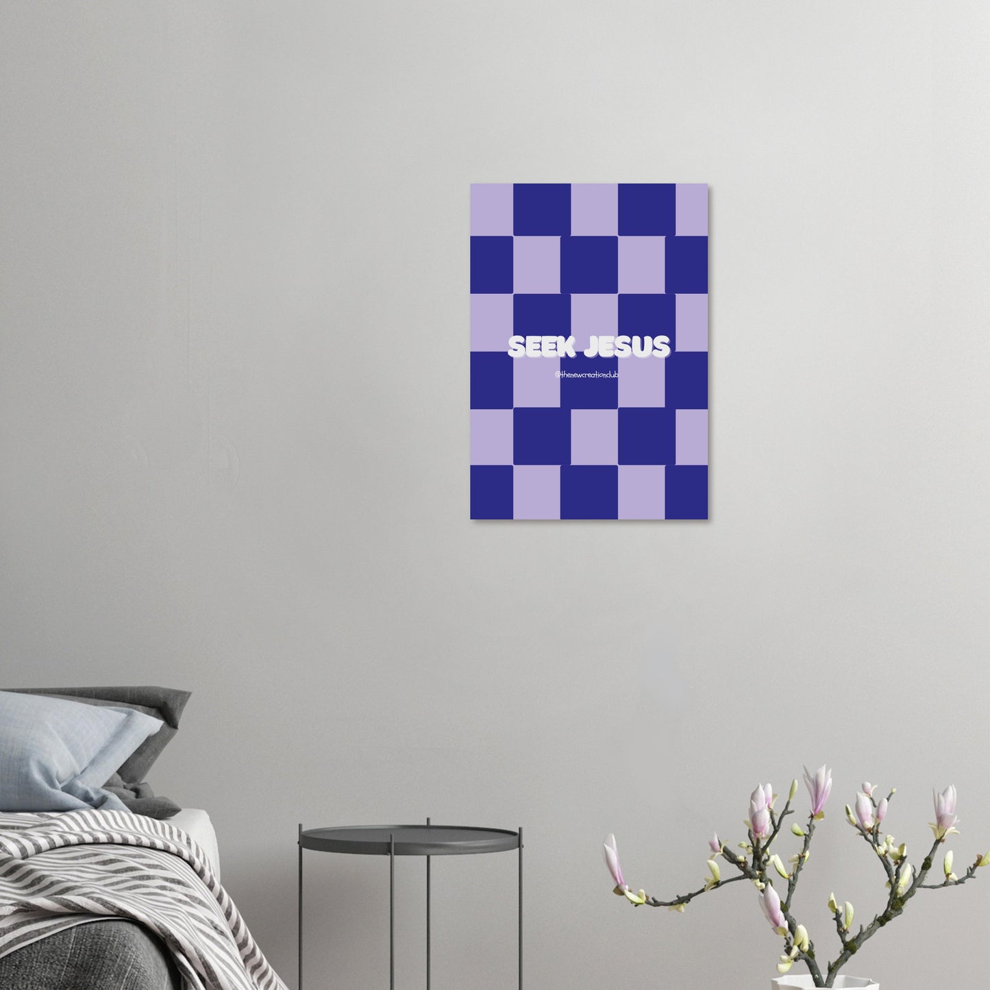 Inspirational Christian Poster | 'Seek Jesus' Modern Design in Purple, Blue &amp; White