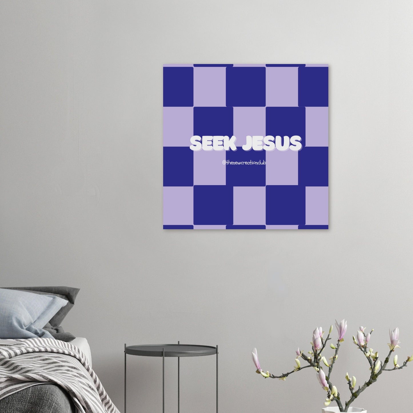 Inspirational Christian Poster | 'Seek Jesus' Modern Design in Purple, Blue &amp; White