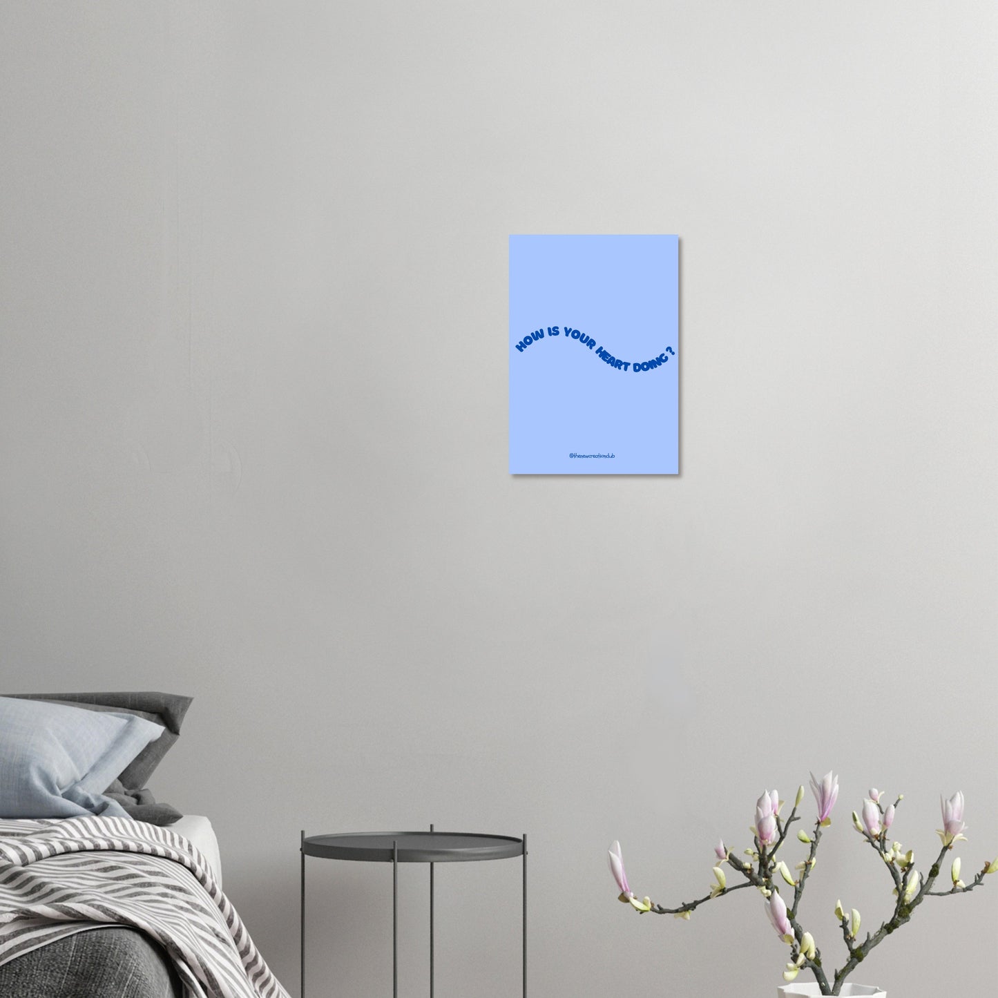 Ein Christliches Poster – How is Your Heart Doing? Modernes Design in Lila und Blau