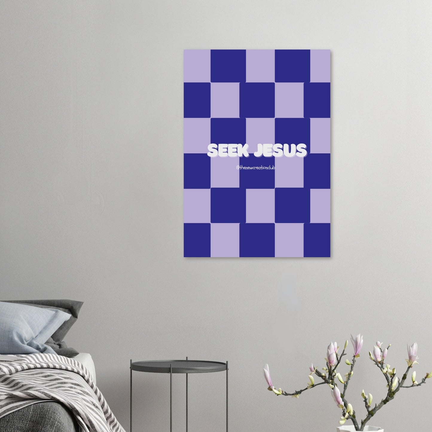 Inspirational Christian Poster | 'Seek Jesus' Modern Design in Purple, Blue &amp; White