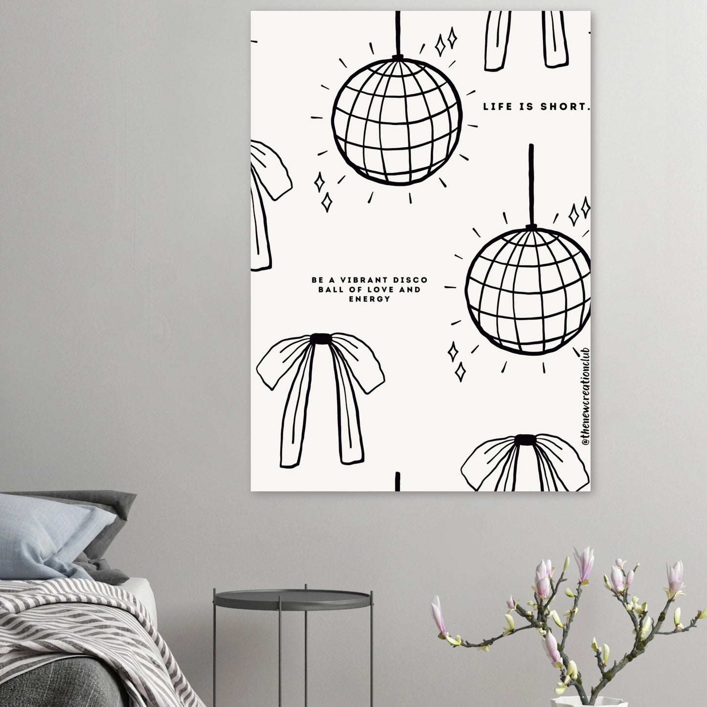 Inspirational Christian Poster – 'Life is Too Short' Vibrant Disco Ball Design